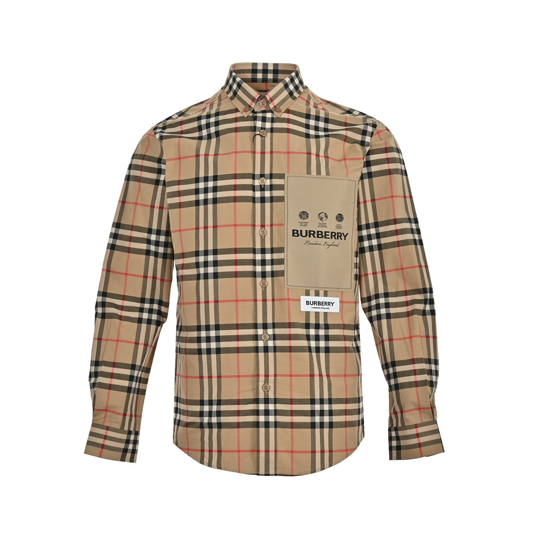 classic label patch plaid shirt