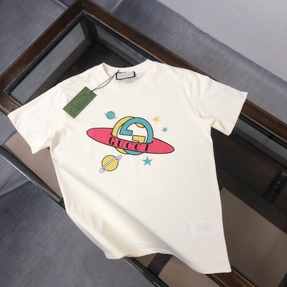 Cartoon Saturn Print T Shirt