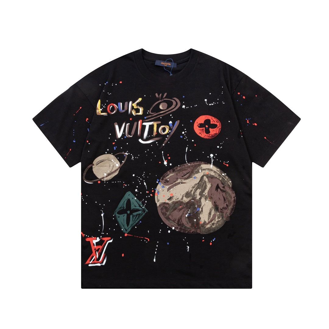 Summer new planet graffiti casual T-shirt