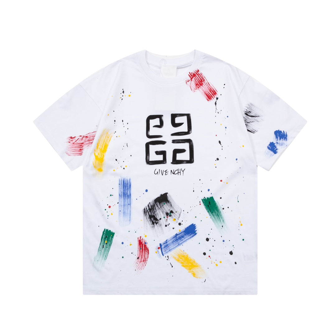 Summer new letter color hand-painted graffiti T-shirt