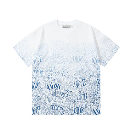 Summer new full flower gradient printed T-shirt