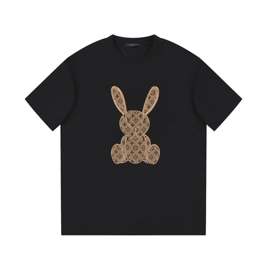 Summer new style patch embroidered rabbit short sleeves