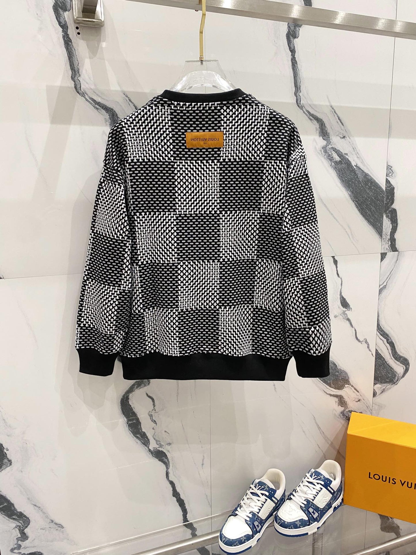 Checkerboard Print Sweatshirt